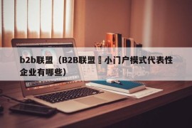 b2b联盟（B2B联盟➕小门户模式代表性企业有哪些）